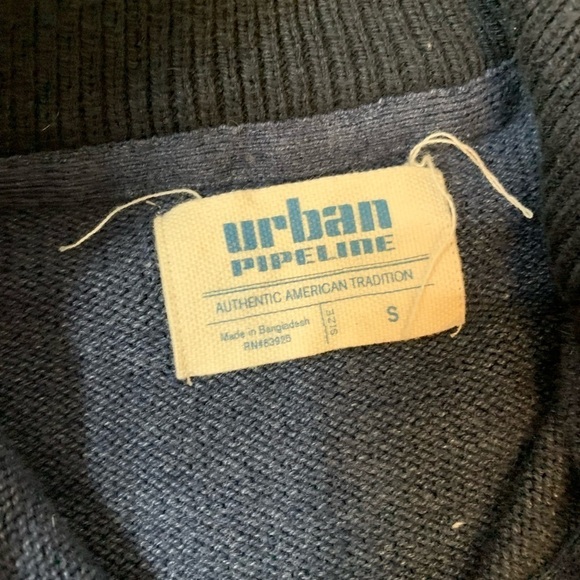 Boys Urban Pipeline Sz Small 1/4 Zip Blue Sweater - Picture 2 of 5